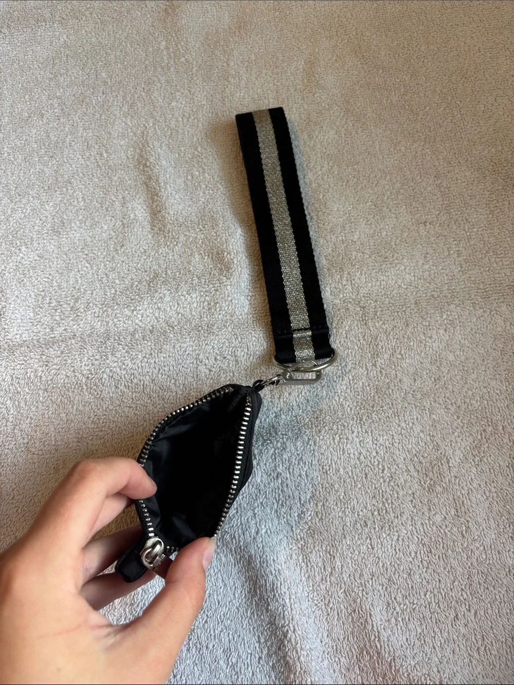 T.J.Maxx Black and Silver Wristlet Keychain Pouch